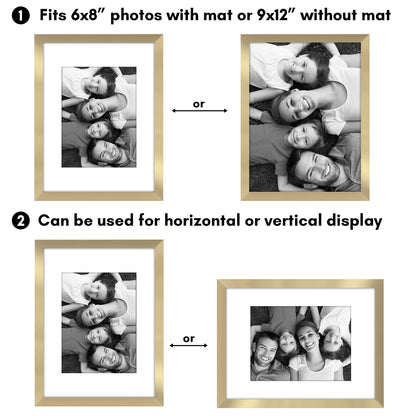 Picture Frame 2 Pack | With Mat | Protective Plexiglass Cover | Wall Decor