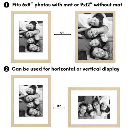 Picture Frame 2 Pack | With Mat | Protective Plexiglass Cover | Wall Decor
