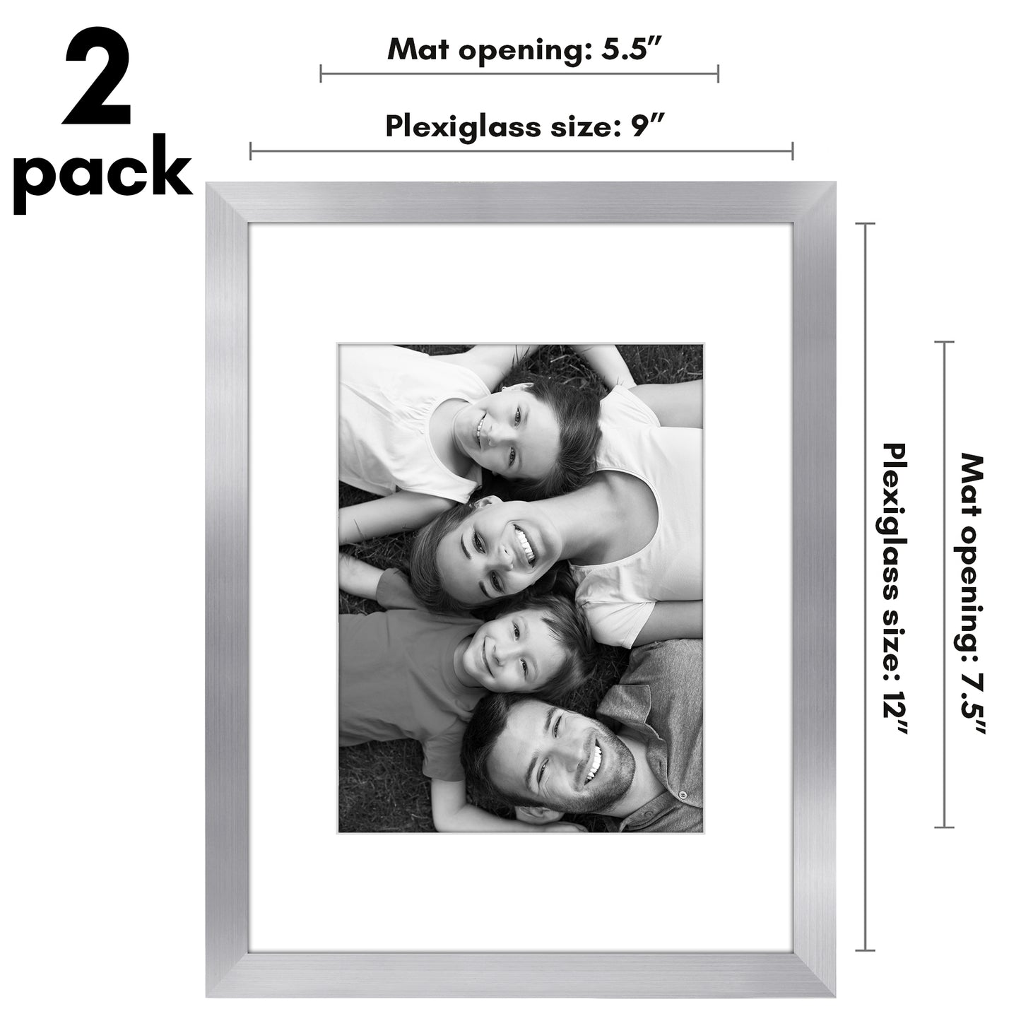 Picture Frame 2 Pack | With Mat | Protective Plexiglass Cover | Wall Decor
