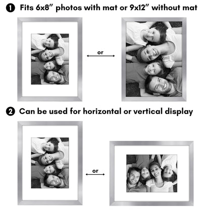 Picture Frame 2 Pack | With Mat | Protective Plexiglass Cover | Wall Decor