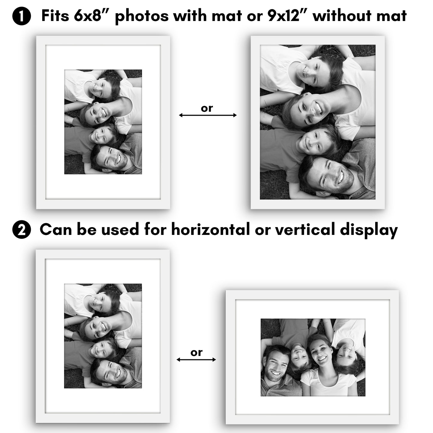 Picture Frame 2 Pack | With Mat | Protective Plexiglass Cover | Wall Decor