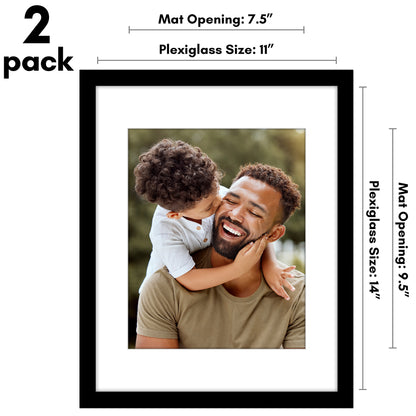 Picture Frame 2 Pack | With Mat | Protective Plexiglass Cover | Wall Decor