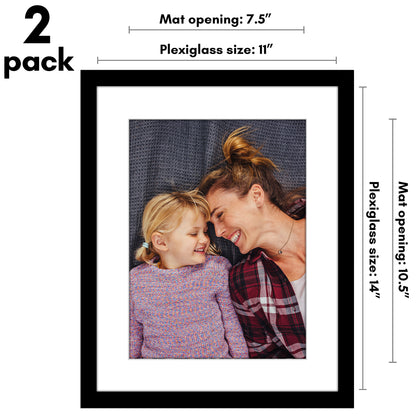 Picture Frame 2 Pack | With Mat | Protective Plexiglass Cover | Wall Decor
