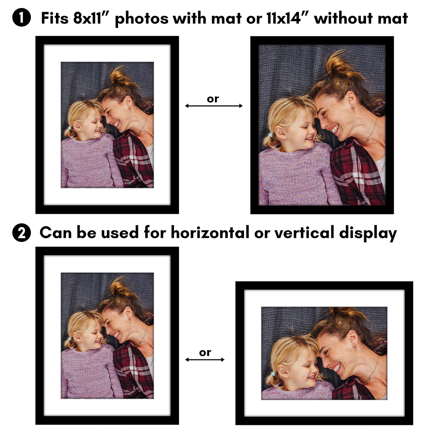 Picture Frame 2 Pack | With Mat | Protective Plexiglass Cover | Wall Decor