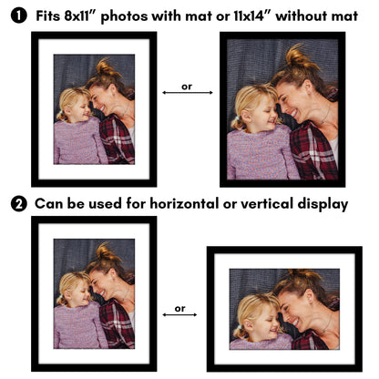 Picture Frame 2 Pack | With Mat | Protective Plexiglass Cover | Wall Decor