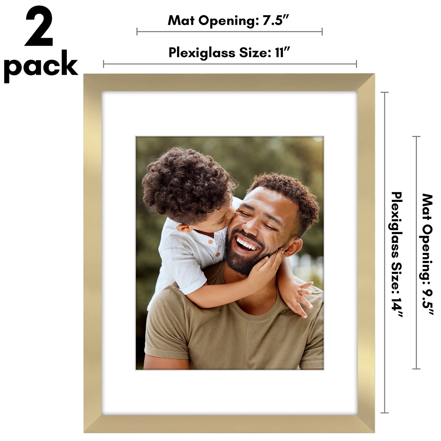 Picture Frame 2 Pack | With Mat | Protective Plexiglass Cover | Wall Decor