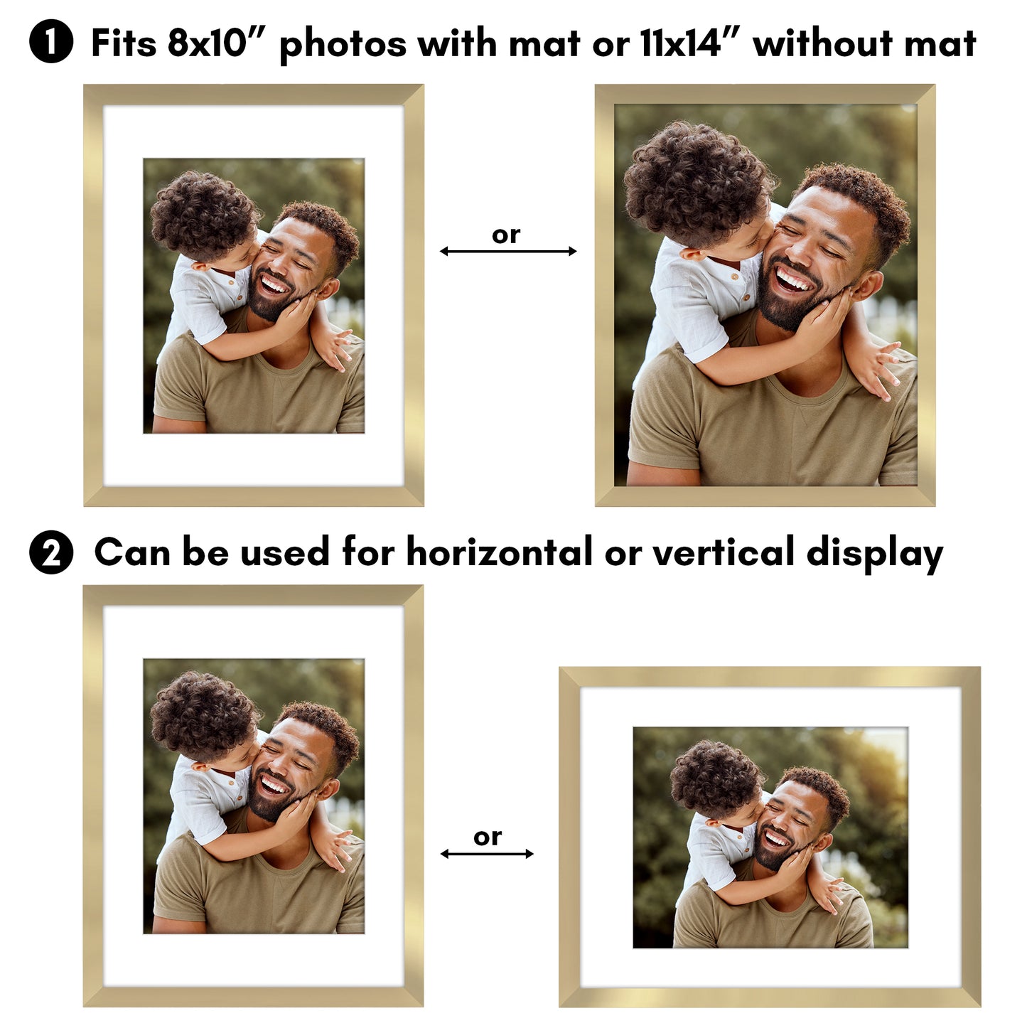 Picture Frame 2 Pack | With Mat | Protective Plexiglass Cover | Wall Decor