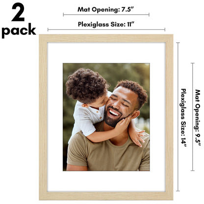 Picture Frame 2 Pack | With Mat | Protective Plexiglass Cover | Wall Decor