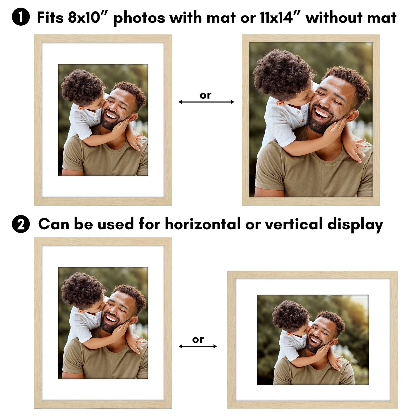Picture Frame 2 Pack | With Mat | Protective Plexiglass Cover | Wall Decor