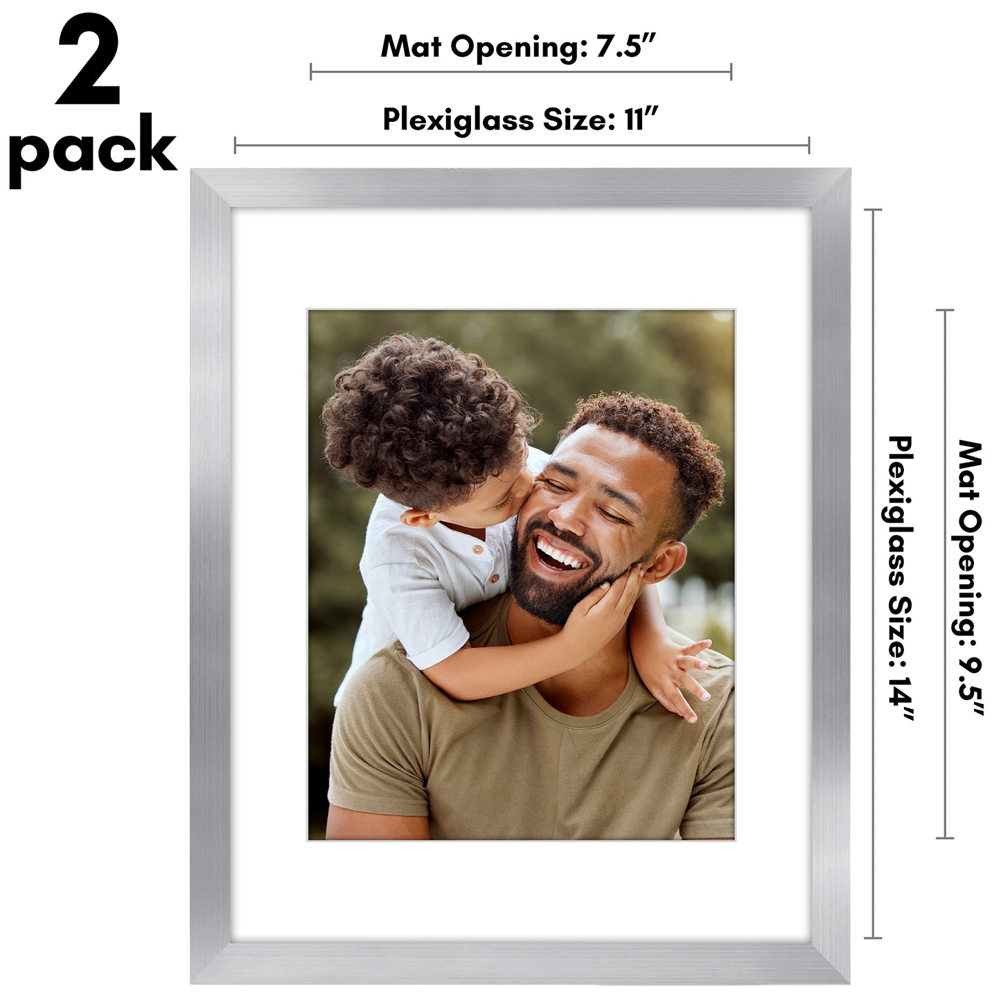 Picture Frame 2 Pack | With Mat | Protective Plexiglass Cover | Wall Decor