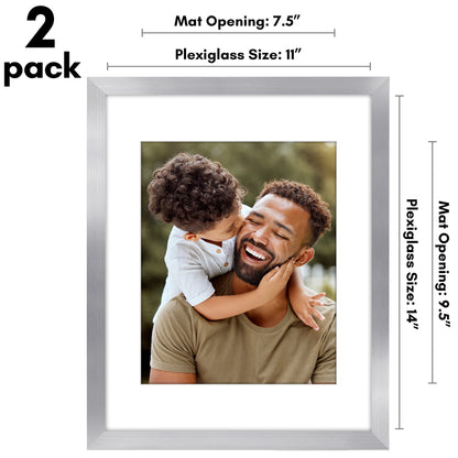 Picture Frame 2 Pack | With Mat | Protective Plexiglass Cover | Wall Decor