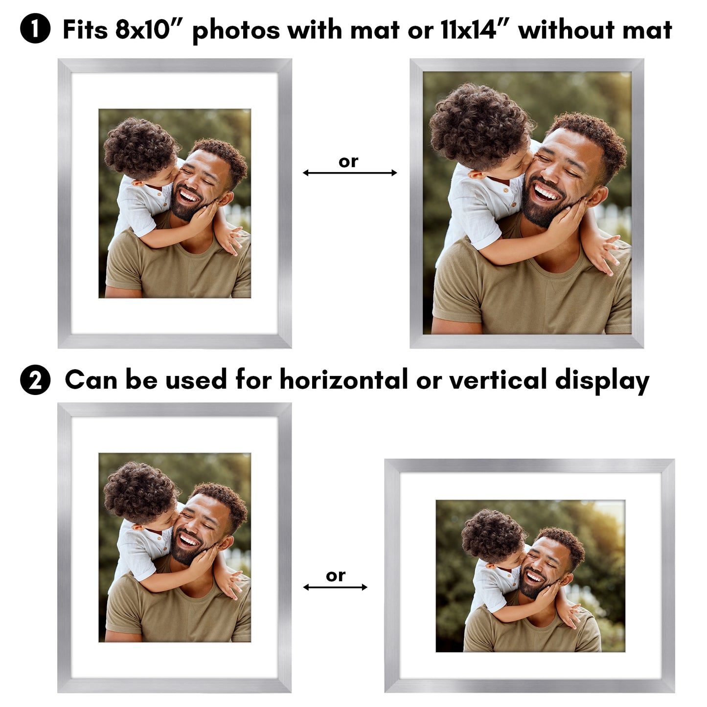 Picture Frame 2 Pack | With Mat | Protective Plexiglass Cover | Wall Decor