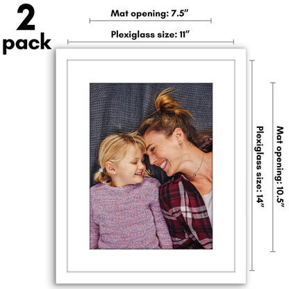 Picture Frame 2 Pack | With Mat | Protective Plexiglass Cover | Wall Decor