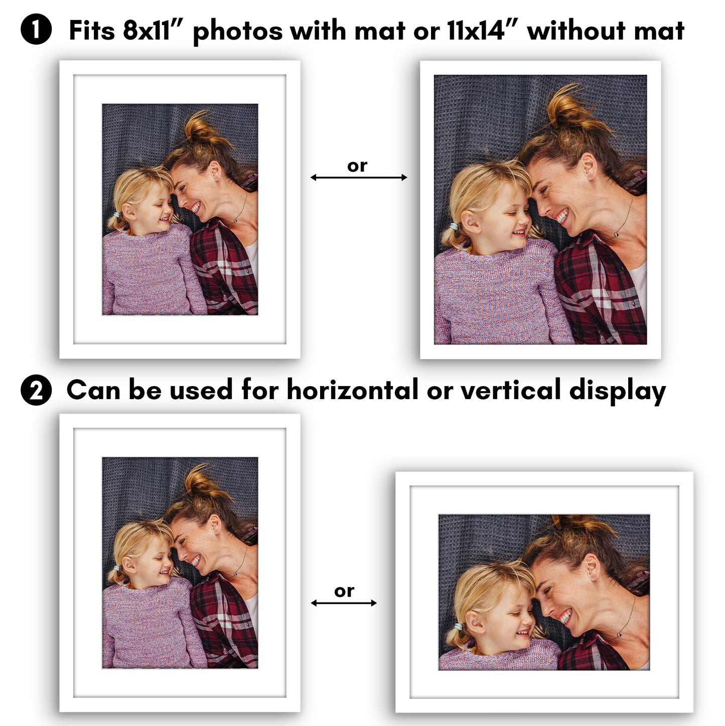 Picture Frame 2 Pack | With Mat | Protective Plexiglass Cover | Wall Decor