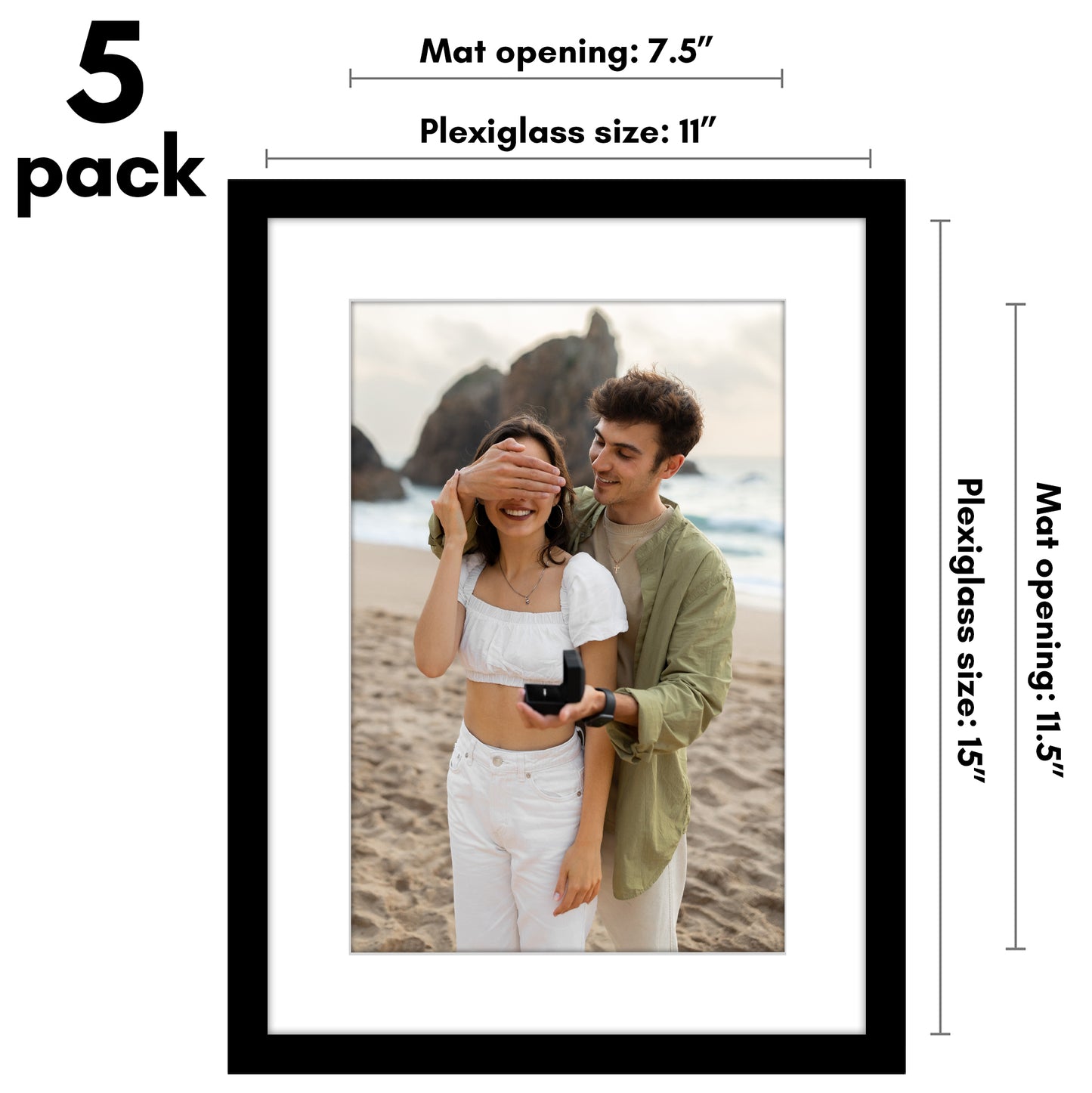 Picture Frame - Set of 5 Frames - Variety of Sizes and Colors