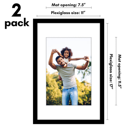 Picture Frame 2 Pack | With Mat | Protective Plexiglass Cover | Wall Decor