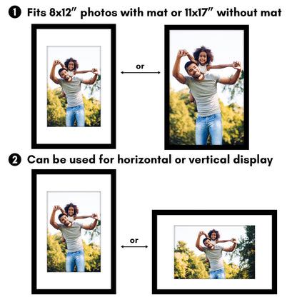 Picture Frame 2 Pack | With Mat | Protective Plexiglass Cover | Wall Decor