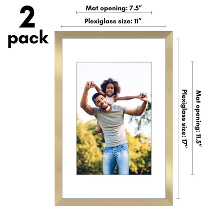 Picture Frame 2 Pack | With Mat | Protective Plexiglass Cover | Wall Decor