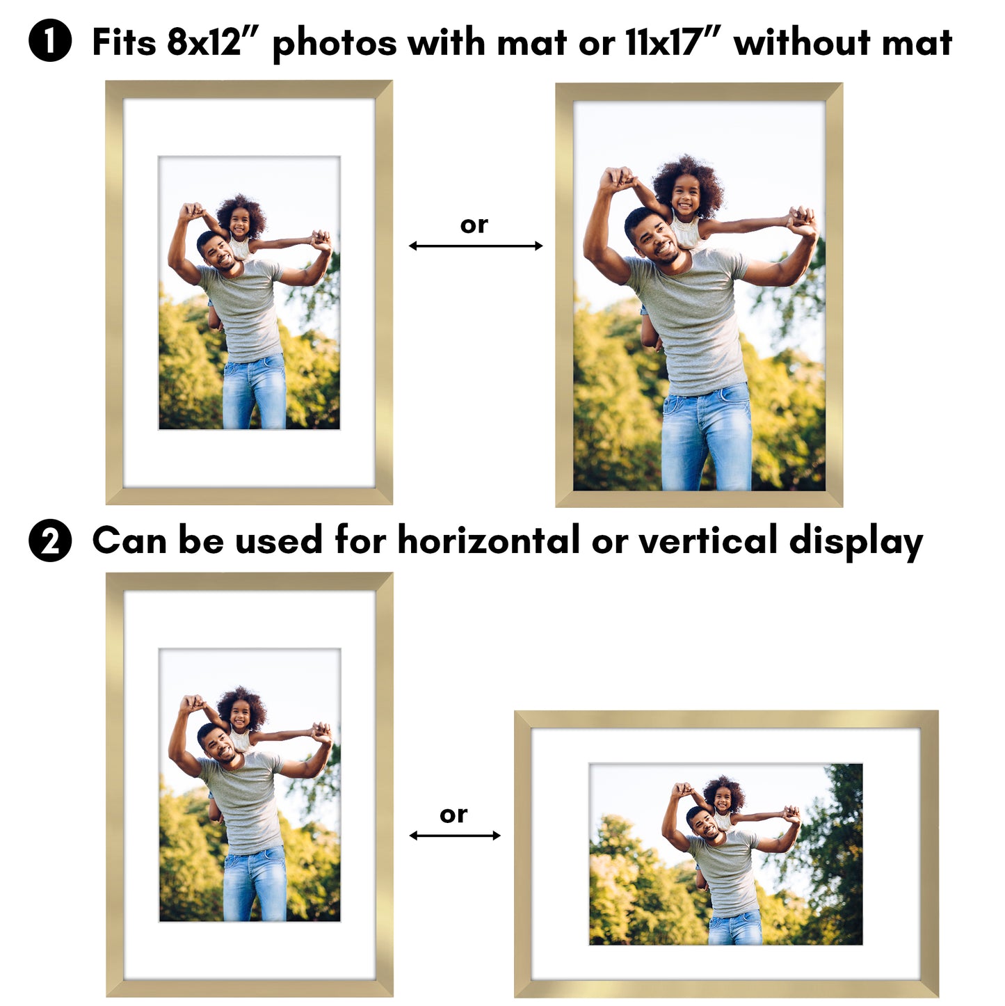 Picture Frame 2 Pack | With Mat | Protective Plexiglass Cover | Wall Decor