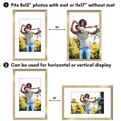 Picture Frame 2 Pack | With Mat | Protective Plexiglass Cover | Wall Decor