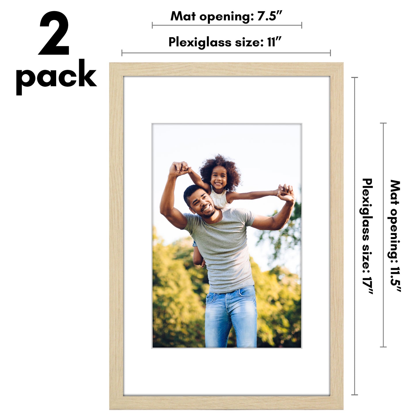 Set of 2 - Classic Gallery Picture Frame with Mat | Galleria Collection