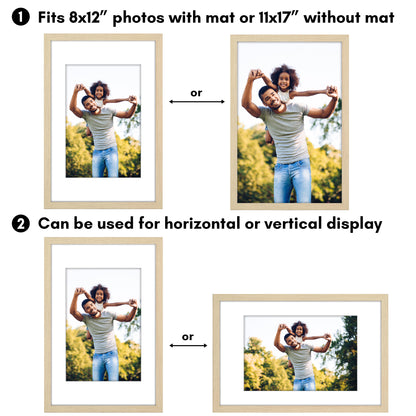 Picture Frame 2 Pack | With Mat | Protective Plexiglass Cover | Wall Decor