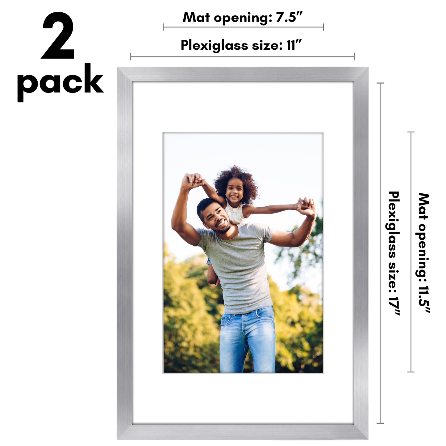 Picture Frame 2 Pack | With Mat | Protective Plexiglass Cover | Wall Decor