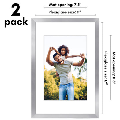 Picture Frame 2 Pack | With Mat | Protective Plexiglass Cover | Wall Decor