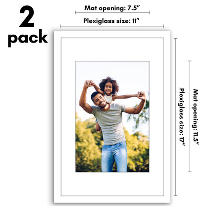 Picture Frame 2 Pack | With Mat | Protective Plexiglass Cover | Wall Decor