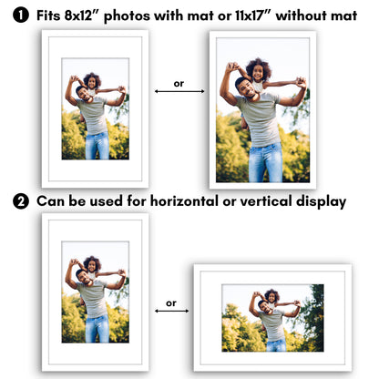 Picture Frame 2 Pack | With Mat | Protective Plexiglass Cover | Wall Decor