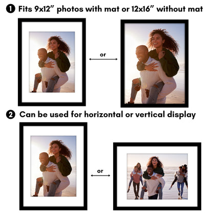 Picture Frame 2 Pack | With Mat | Protective Plexiglass Cover | Wall Decor