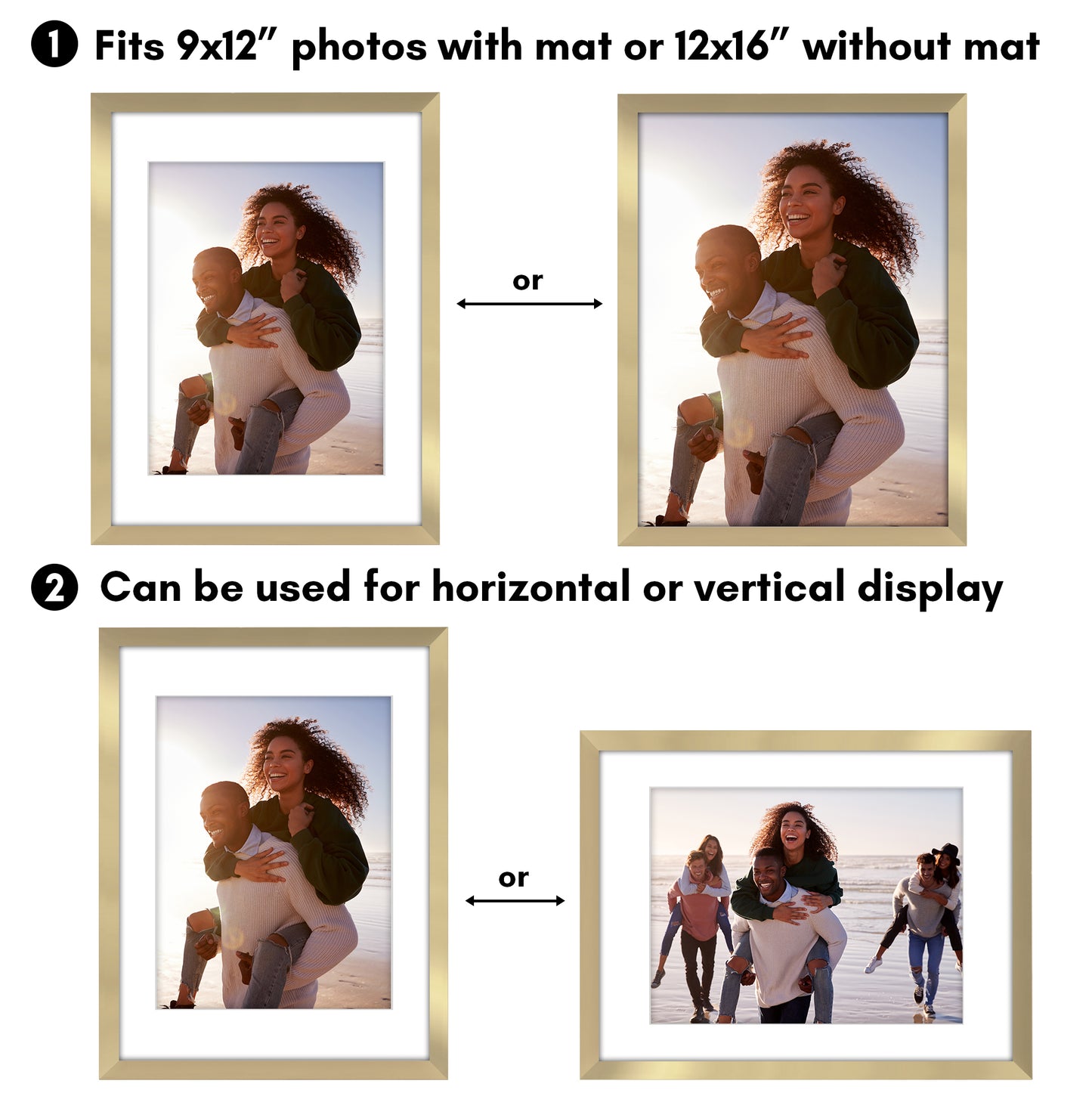 Picture Frame 2 Pack | With Mat | Protective Plexiglass Cover | Wall Decor