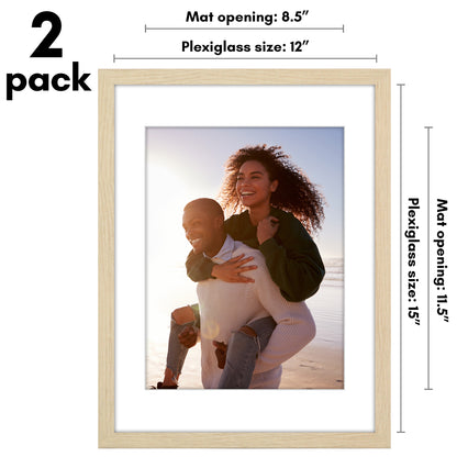 Picture Frame 2 Pack | With Mat | Protective Plexiglass Cover | Wall Decor