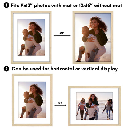 Picture Frame 2 Pack | With Mat | Protective Plexiglass Cover | Wall Decor