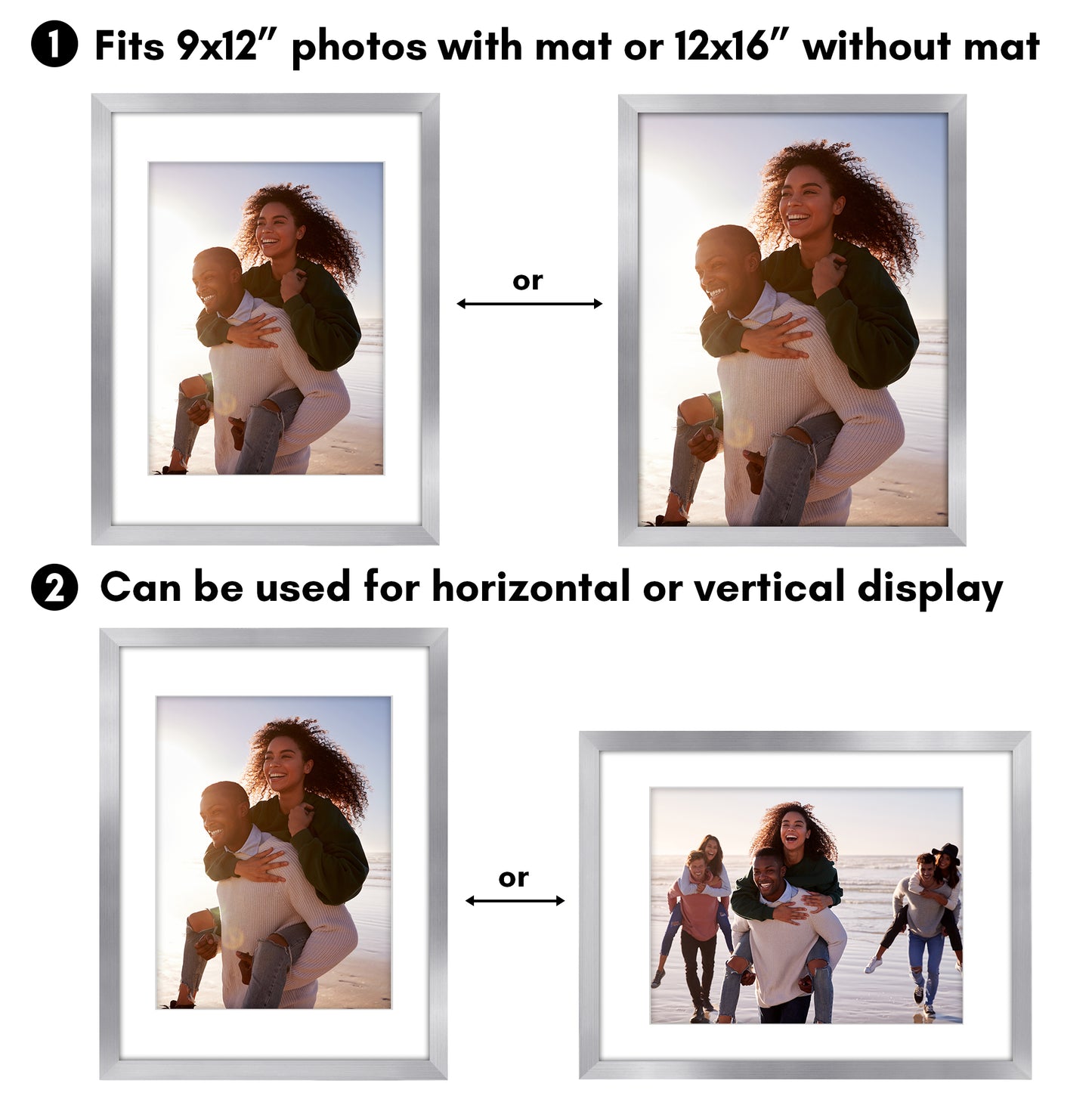 Picture Frame 2 Pack | With Mat | Protective Plexiglass Cover | Wall Decor