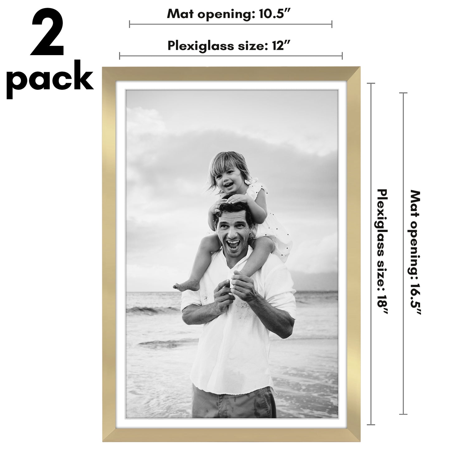 Picture Frame 2 Pack | With Mat | Protective Plexiglass Cover | Wall Decor