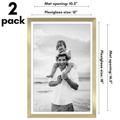 Picture Frame 2 Pack | With Mat | Protective Plexiglass Cover | Wall Decor