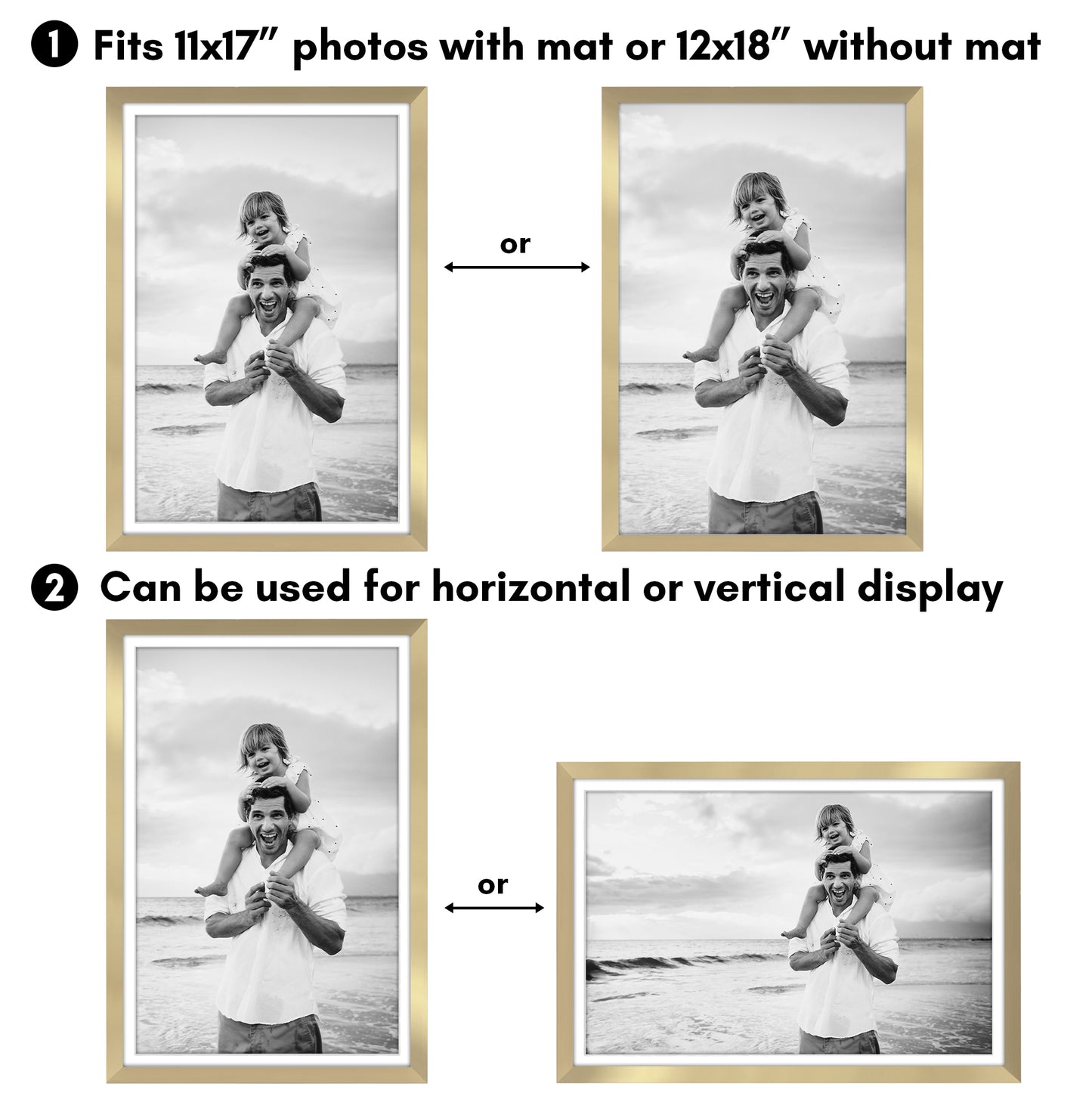 Picture Frame 2 Pack | With Mat | Protective Plexiglass Cover | Wall Decor