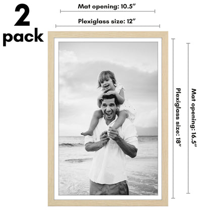 Picture Frame 2 Pack | With Mat | Protective Plexiglass Cover | Wall Decor