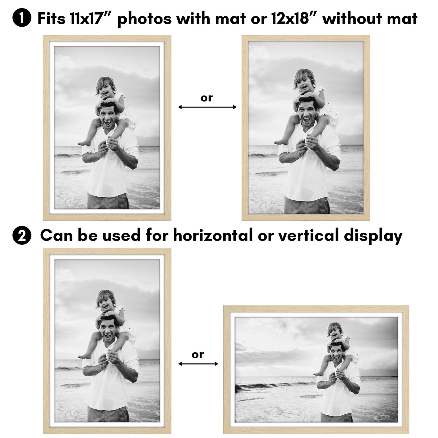 Picture Frame 2 Pack | With Mat | Protective Plexiglass Cover | Wall Decor