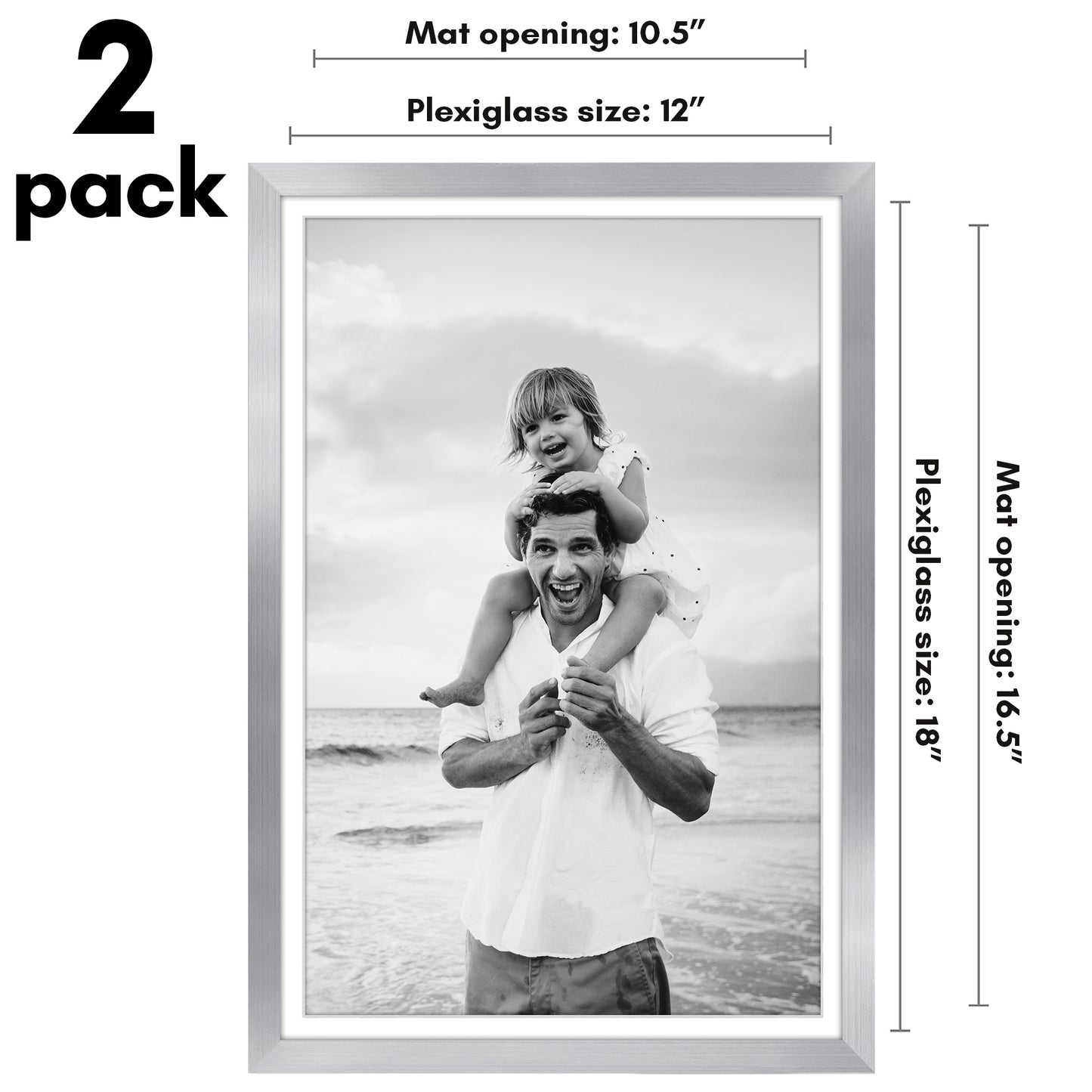 Picture Frame 2 Pack | With Mat | Protective Plexiglass Cover | Wall Decor