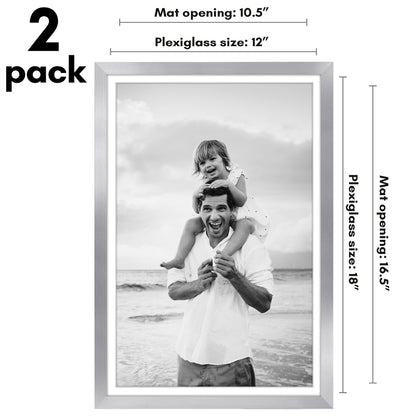 Picture Frame 2 Pack | With Mat | Protective Plexiglass Cover | Wall Decor