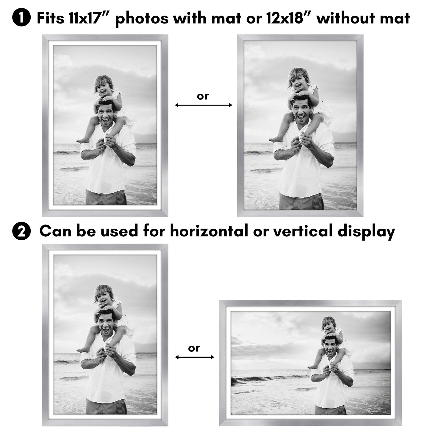 Picture Frame 2 Pack | With Mat | Protective Plexiglass Cover | Wall Decor