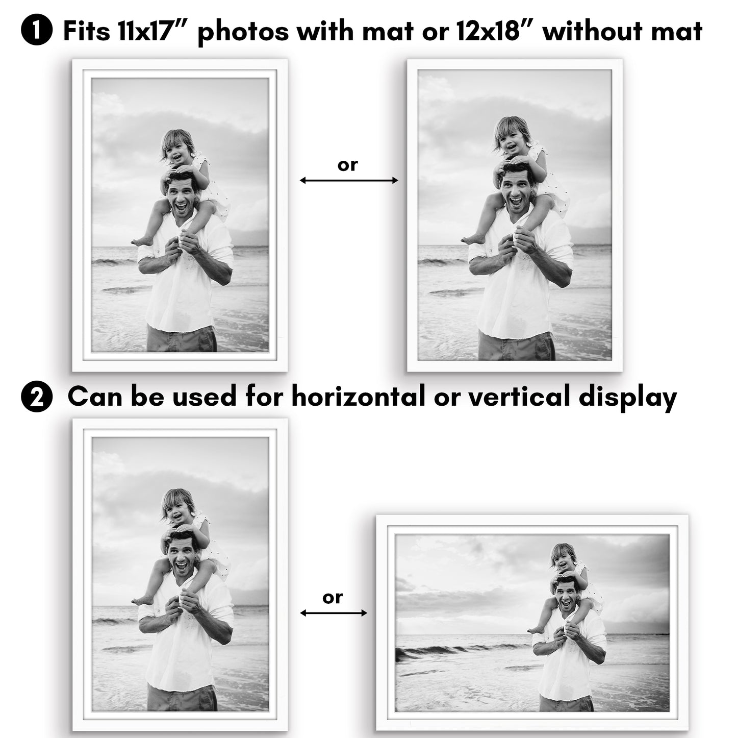 Picture Frame 2 Pack | With Mat | Protective Plexiglass Cover | Wall Decor