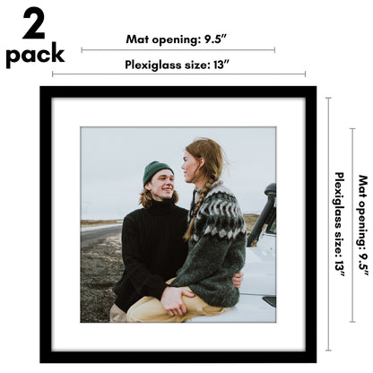 Picture Frame 2 Pack | With Mat | Protective Plexiglass Cover | Wall Decor