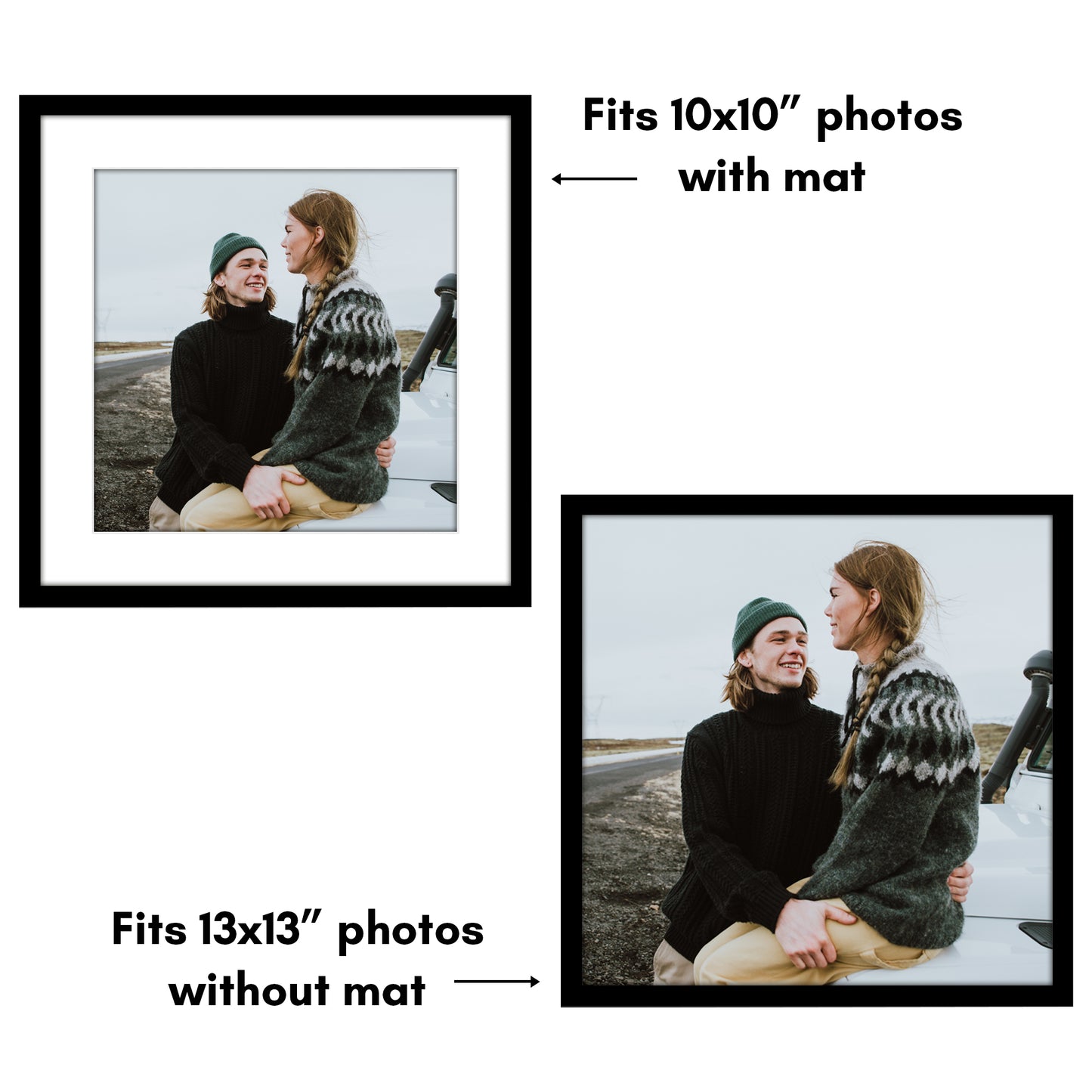 Picture Frame 2 Pack | With Mat | Protective Plexiglass Cover | Wall Decor