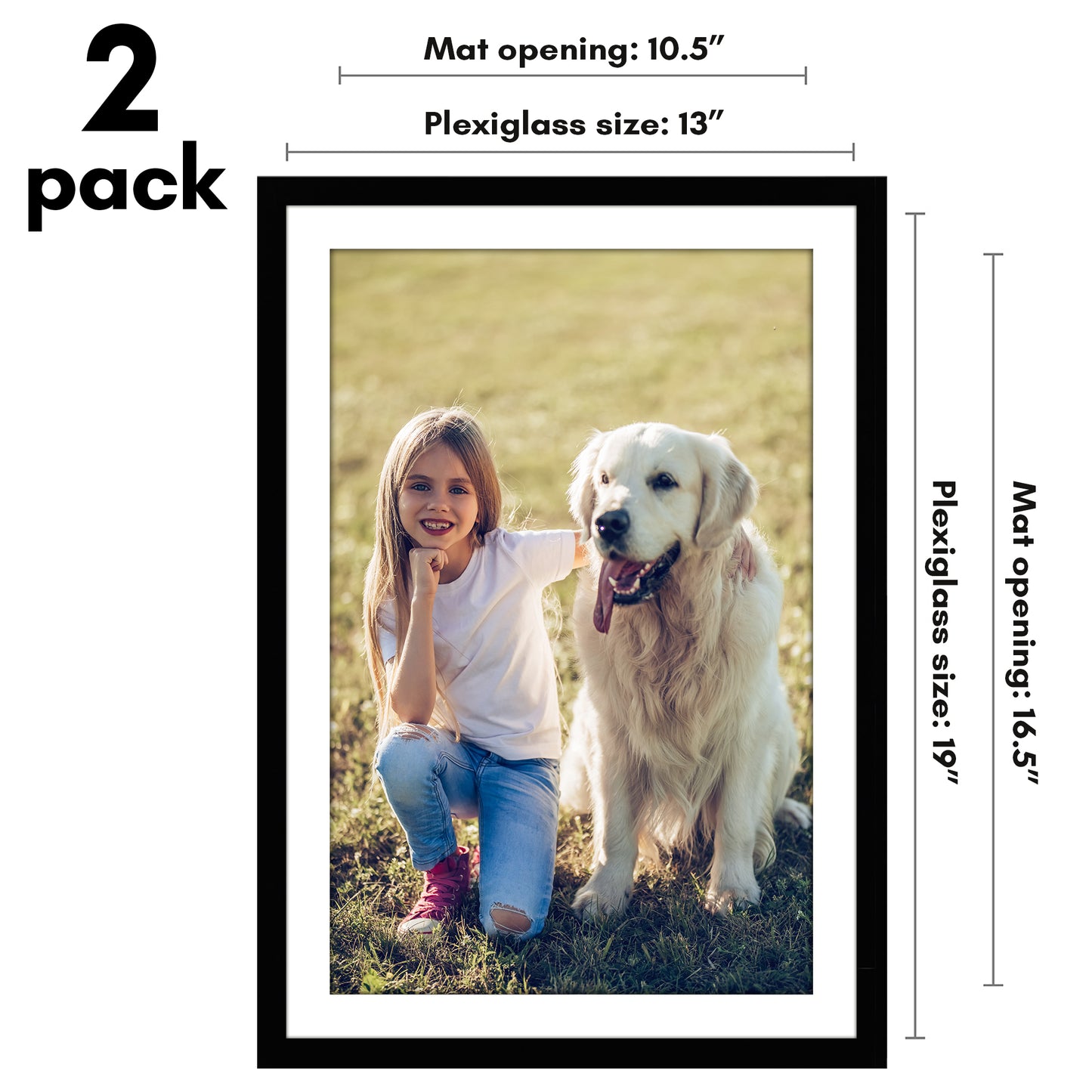 Picture Frame 2 Pack | With Mat | Protective Plexiglass Cover | Wall Decor