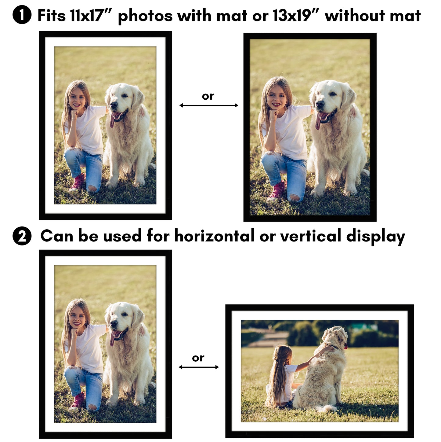 Picture Frame 2 Pack | With Mat | Protective Plexiglass Cover | Wall Decor