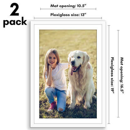 Picture Frame 2 Pack | With Mat | Protective Plexiglass Cover | Wall Decor