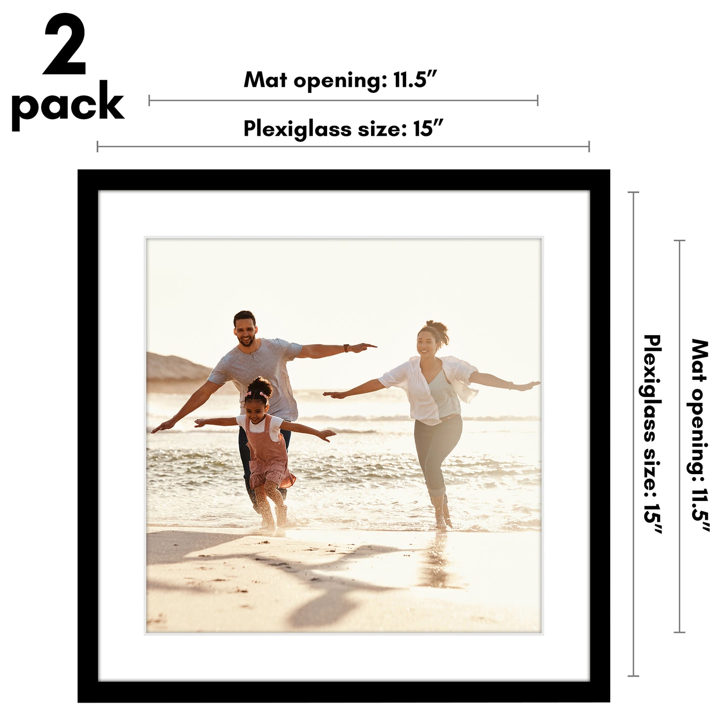 Picture Frame 2 Pack | With Mat | Protective Plexiglass Cover | Wall Decor